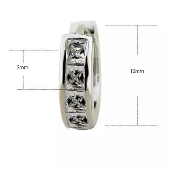 Sterling Silver 925 CZ Hoop Earrings - Picture 6 of 6